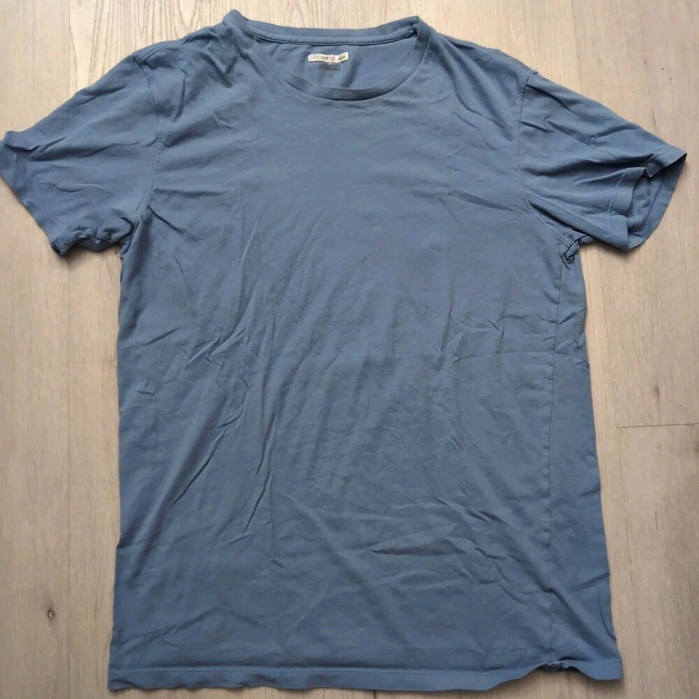 Lacoste Men's Crew Neck Loose-Fit Big Logo T-Shirt In Light Blue Size XXL